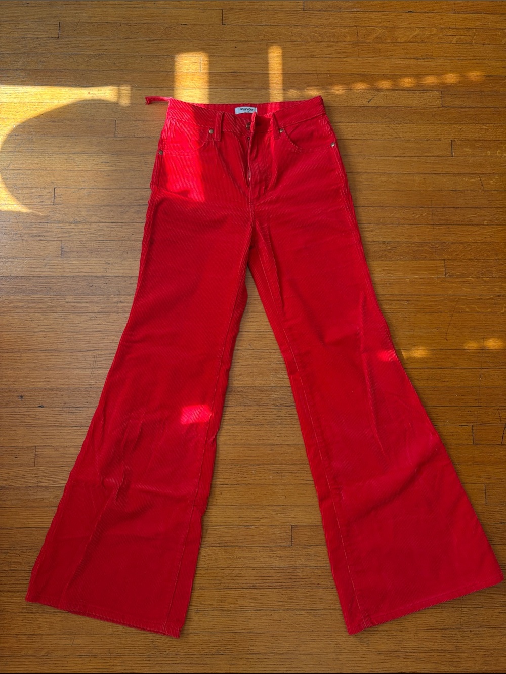 Wrangler Bright Red Wide-Leg Corduroy Pants